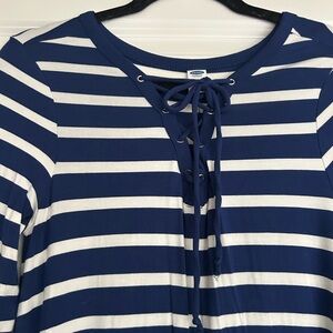 Old Navy Lace Up Front Striped Dress